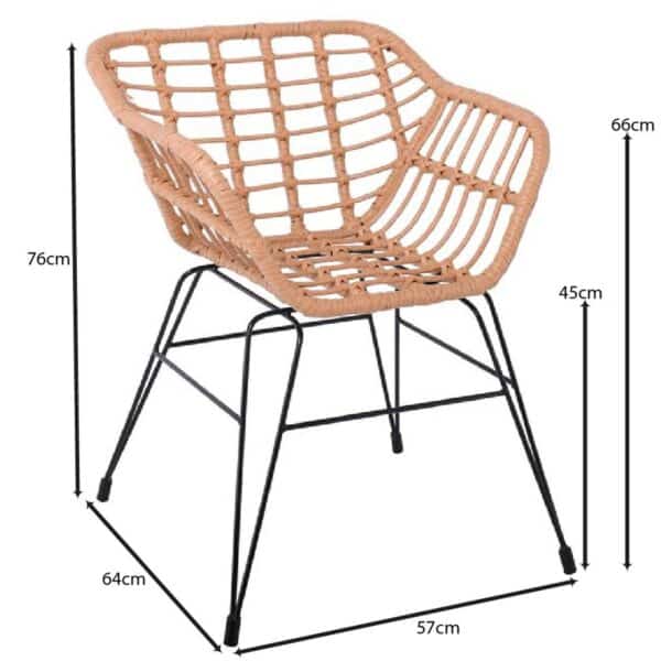 SALSA-S Πολυθρόνα Κήπου, Μέταλλο Βαφή Μαύρο, Wicker Φυσικό (χωρίς μαξιλάρι) 57x64x76cm - Image 18