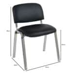 SIGMA Καρέκλα Στοιβαζόμενη Γραφείου Επισκέπτη, Χρώμιο, PVC Μαύρο 55x60x79cm / Σωλ.35x16/1mm - Image 7