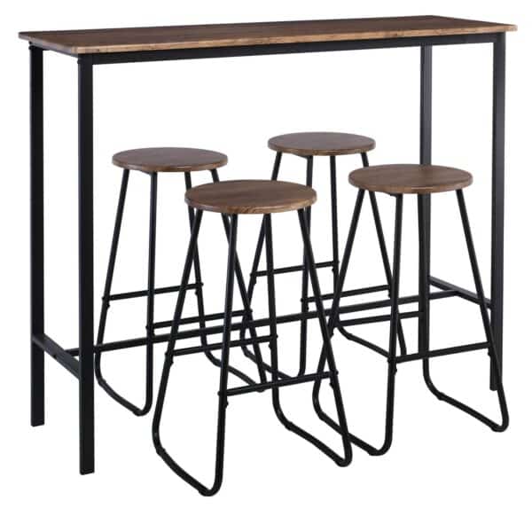 PUB Set Bar Τραπέζι + 4 Σκαμπό, Μέταλλο Βαφή Ανθρακί - Antique Brown Tab:120x40x100 Stool:Φ30 H.74 - Image 6