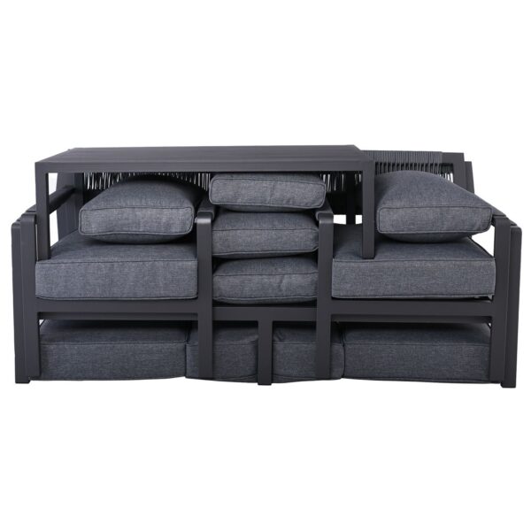 RIVIERA Set Σαλόνι Κήπου ALU: 3Θέσιος+2 Πολυθρόνες+Τραπέζι, Σκελετός & Μαξιλάρια Ανθρακί 120x62x36/184x80x82/68x80x82cm - Image 13