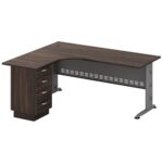 SUPERIOR Γραφείο Αριστερή Γωνία - Απόχρωση Γκρι - Σκούρο Καρυδί 180x70/150x60cm - Image 6