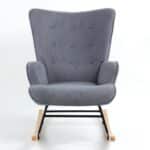 ALMA Rocking Πολυθρόνα Μπερζέρα Καθιστικού, Ύφασμα Velure Γκρι, Βάση Μαύρο-Φυσικό 67x86x92cm - Image 17