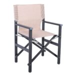 Σκηνοθέτη Πολυθρόνα, Αλουμίνιο Ανθρακί (1,2mm), Textilene Μπεζ (Μονοκόμματο), Πτυσσόμενη 55x46x88cm - Image 6