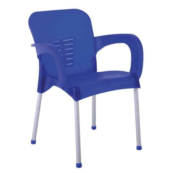 LARA-II Πολυθρόνα Dining Στοιβαζόμενη, ALU Silver, PP Μπλε 60x59x81cm - Image 14