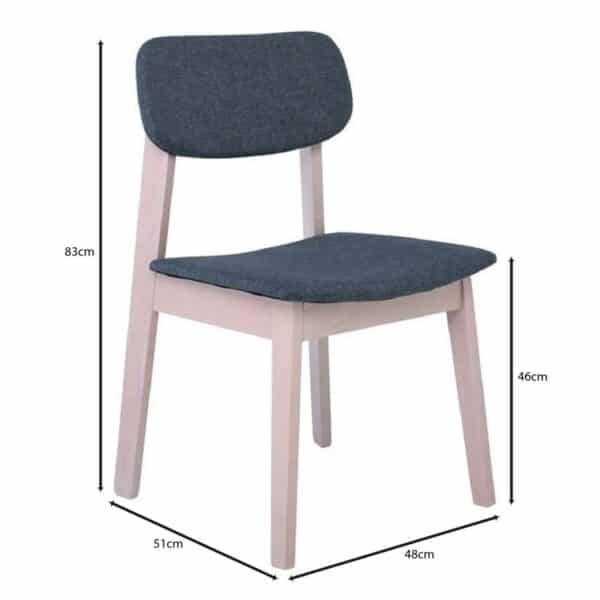 DAMA Καρέκλα Τραπεζαρίας Οξιά Φυσικό, Ύφασμα Γκρι 48x51x83cm - Image 18