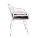 SALSA-W Πολυθρόνα Τραπεζαρίας Κήπου, Μέταλλο Βαφή Άσπρο, Wicker Άσπρο, Μαξιλάρι Μαύρο 55x56x82cm - Image 13