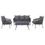 SALSA Rope Set Σαλόνι Κήπου ALU, Απόχρωση Ανθρακί-Σκ.Γκρι: Τραπέζι+2 Θέσιος+2 Πολυθρόνες 100x60x37-155x73x70-68x73x70cm - Image 10