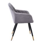 RENA Πολυθρόνα Μέταλλο Βαφή Μαύρο, Ύφασμα Velure, Απόχρωση Γκρι 53x59x85cm - Image 15