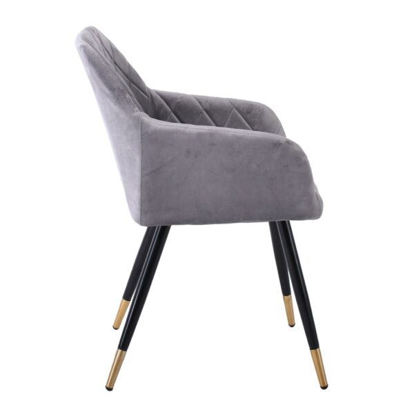 RENA Πολυθρόνα Μέταλλο Βαφή Μαύρο, Ύφασμα Velure, Απόχρωση Γκρι 53x59x85cm - Image 15