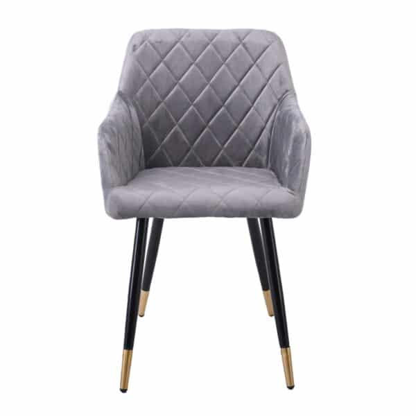 RENA Πολυθρόνα Μέταλλο Βαφή Μαύρο, Ύφασμα Velure, Απόχρωση Γκρι 53x59x85cm - Image 17