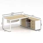 THESIS Γραφείο Αναστρέψιμη Γωνία, Απόχρωση Beech - Άσπρο 200x80x75/160x40x65cm - Image 18