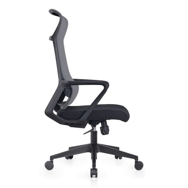 BF2990  Πολυθρόνα Γραφείου Διευθυντή, Mesh Γκρι, Ύφασμα Μαύρο 73x67x118/128cm - Image 13