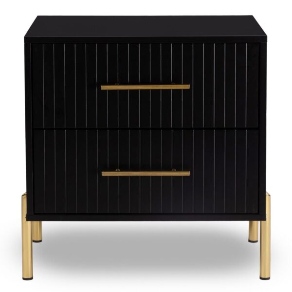 FINO Κομοδίνο με 2 Συρτάρια, Μαύρο 58x43x58cm - Image 11