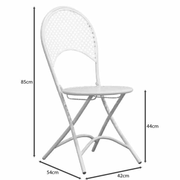 RONDO Καρέκλα Πτυσσόμενη, Μέταλλο Mesh Βαφή Άσπρο 42x54x85cm - Image 7