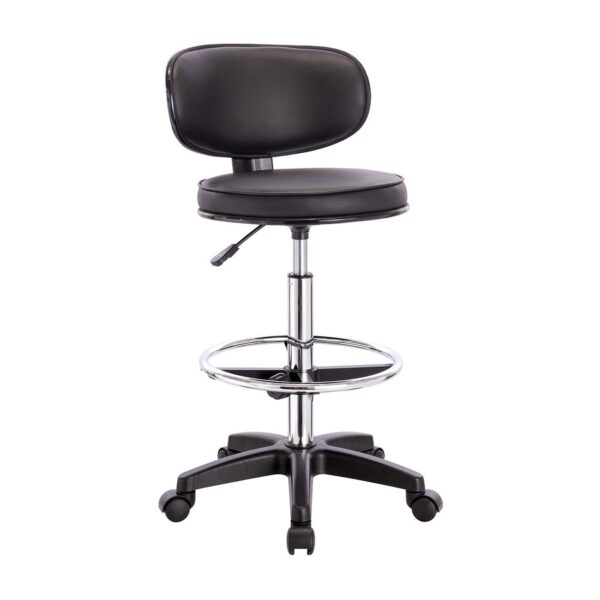 BF406 Σκαμπό Reception-Ταμείου PU Μαύρο, Τροχήλατο, Ρύθμιση Ύψους, Περιστρεφόμενο 50x50x90/110cm - Image 12