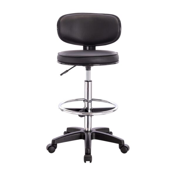 BF406 Σκαμπό Reception-Ταμείου PU Μαύρο, Τροχήλατο, Ρύθμιση Ύψους, Περιστρεφόμενο 50x50x90/110cm - Image 15