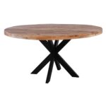 LIZARD Τραπέζι Ροτόντα Τραπεζαρίας, Ξύλο Mango Απόχρωση Φυσικό, Μέταλλο Μαύρο Φ150cm H.78cm - Image 2
