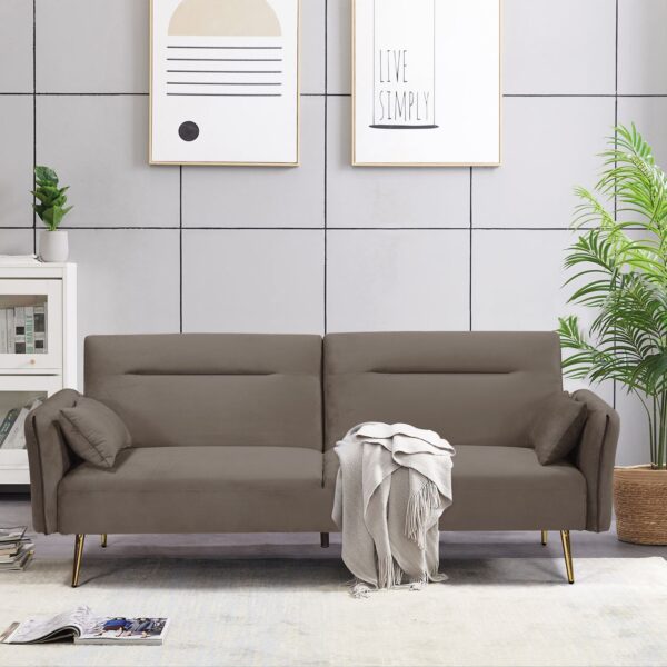 FLICK Καναπές - Κρεβάτι Σαλονιού - Καθιστικού, 3Θέσιος Ύφασμα Velure Καφέ Sofa:211x87x81-Bed:185x111x40 - Image 9