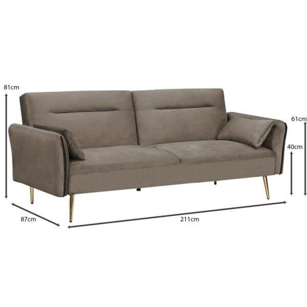 FLICK Καναπές - Κρεβάτι Σαλονιού - Καθιστικού, 3Θέσιος Ύφασμα Velure Καφέ Sofa:211x87x81-Bed:185x111x40 - Image 10