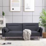 FLICK Καναπές - Κρεβάτι Σαλονιού - Καθιστικού, 3Θέσιος Ύφασμα Velure Γκρι Sofa:211x87x81-Bed:185x111x40 - Image 9