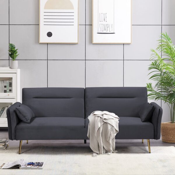 FLICK Καναπές - Κρεβάτι Σαλονιού - Καθιστικού, 3Θέσιος Ύφασμα Velure Γκρι Sofa:211x87x81-Bed:185x111x40 - Image 9