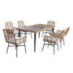 SALSA Τραπεζαρία Κήπου:Μέταλλο Βαφή Μαύρο, Wicker Φυσικό: 6 Πολυθρόνες+Τραπέζι, Μαξ.Άσπρο Tab:180x90x74 Armch:58x63x85cm - Image 6