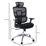 BF8400 Πολυθρόνα Γραφείου Διευθυντή, Mesh - Ύφασμα Μαύρο, Βάση Αλουμίνιο 72x71x116/126cm - Image 9