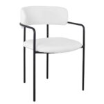 GILLAN Πολυθρόνα Μέταλλο Βαφή Μαύρο, Ύφασμα Teddy, Απόχρωση Άσπρο 54x54x81cm - Image 8