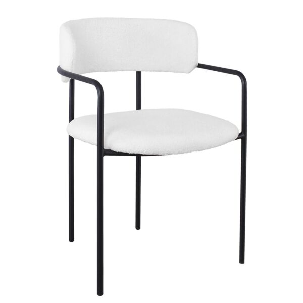 GILLAN Πολυθρόνα Μέταλλο Βαφή Μαύρο, Ύφασμα Teddy, Απόχρωση Άσπρο 54x54x81cm - Image 8