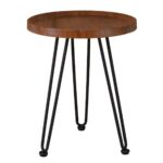 MATRIX Τραπεζάκι Σαλονιού Καθιστικού, Μέταλλο Βαφή Μαύρο, Ξύλο Καρυδί Φ45xH.55cm - Image 6