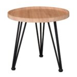 MATRIX Τραπεζάκι Σαλονιού Καθιστικού, Μέταλλο Βαφή Μαύρο, Ξύλο Φυσικό Φ50xH.46cm - Image 6
