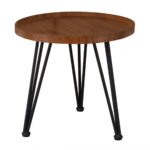 MATRIX Τραπεζάκι Σαλονιού Καθιστικού, Μέταλλο Βαφή Μαύρο, Ξύλο Καρυδί Φ50xH.46cm - Image 6