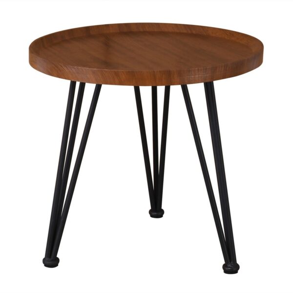 MATRIX Τραπεζάκι Σαλονιού Καθιστικού, Μέταλλο Βαφή Μαύρο, Ξύλο Καρυδί Φ50xH.46cm - Image 6