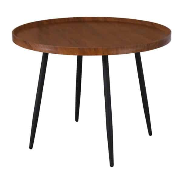 MATRIX Τραπεζάκι Σαλονιού Καθιστικού, Μέταλλο Βαφή Μαύρο, Ξύλο Καρυδί Φ70xH.52cm - Image 6