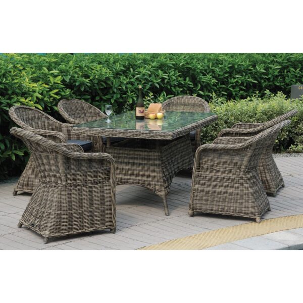 MONTANA Set Τραπεζαρία Κήπου:6 Πολυθρόνες+Τραπέζι, Αλουμίνιο- Wicker Grey Brown με Μαξιλάρια Table:160x90x75 Chair:60x72x85 - Image 6