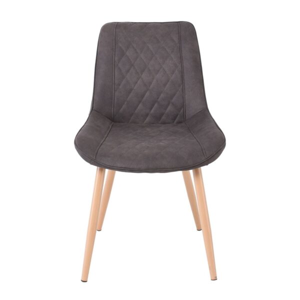 MORGAN Καρέκλα Τραπεζαρίας Σαλονιού, Μέταλλο Βαφή Φυσικό, Ύφασμα Suede Γκρι 53x61x86cm - Image 17