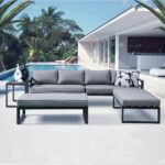 ORBEA Set Καθιστικό Κήπου ALU Ανθρακί, Καναπές 4Θ+2 Πάγκοι+ Τραπέζι, Μαξιλάρι Γκρι Σκούρο 250x68x60/120x65x30/68x42x52cm - Image 12