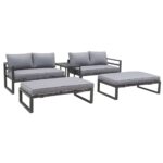 ORBEA Set Καθιστικό Κήπου ALU Ανθρακί, Καναπές 4Θ+2 Πάγκοι+ Τραπέζι, Μαξιλάρι Γκρι Σκούρο 250x68x60/120x65x30/68x42x52cm - Image 15