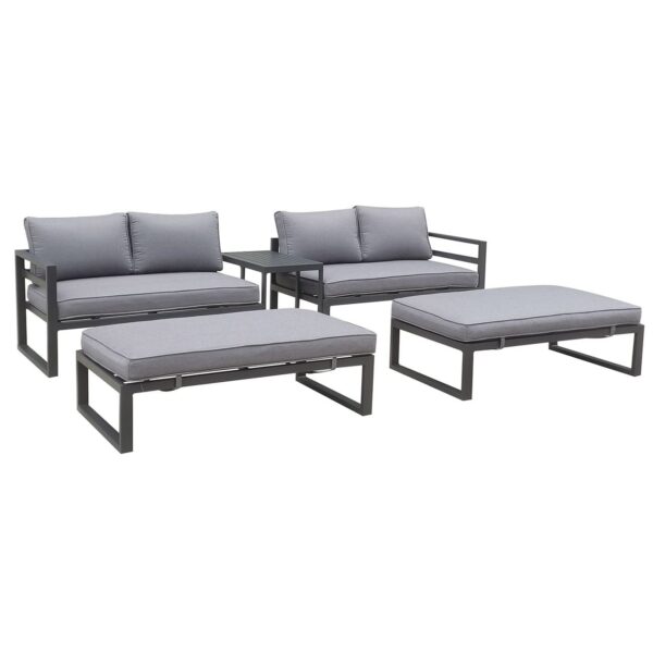 ORBEA Set Καθιστικό Κήπου ALU Ανθρακί, Καναπές 4Θ+2 Πάγκοι+ Τραπέζι, Μαξιλάρι Γκρι Σκούρο 250x68x60/120x65x30/68x42x52cm - Image 15