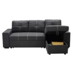 MONTREAL-Max Nabuk Καναπές Κρεβάτι Γωνία Αναστρέψιμη με Αποθηκευτικό Χώρο, Ανθρακί 246x157xH94cm Bed:127x196cm - Image 11