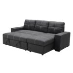 MONTREAL-Max Nabuk Καναπές Κρεβάτι Γωνία Αναστρέψιμη με Αποθηκευτικό Χώρο, Ανθρακί 246x157xH94cm Bed:127x196cm - Image 12