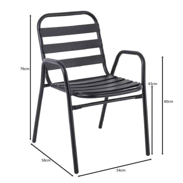 FANTIC Πολυθρόνα Μέταλλο - Αλουμίνιο Βαφή Ανθρακί, Στοιβαζόμενη 54x58x76cm - Image 9