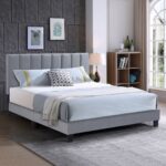 ALLEGRO Κρεβάτι Διπλό 140x190cm, Ύφασμα Γκρι, με Κεφαλάρι πολλαπλών θέσεων 149x205x117/127cm - Image 2