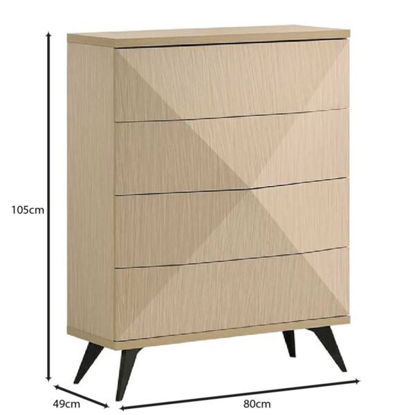 CRONOS Συρταριέρα με 4 Συρτάρια, Απόχρωση Φυσικό 80x49x105cm - Image 8