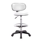 BF406 Σκαμπό Reception-Ταμείου PU Άσπρο, Τροχήλατο, Ρύθμιση Ύψους, Περιστρεφόμενο 50x50x90/110cm - Image 6