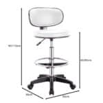 BF406 Σκαμπό Reception-Ταμείου PU Άσπρο, Τροχήλατο, Ρύθμιση Ύψους, Περιστρεφόμενο 50x50x90/110cm - Image 7