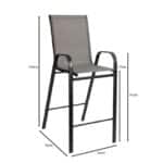 RIO Σκαμπό Bar, Μέταλλο Βαφή Ανθρακί, Textilene Γκρι, Στοιβαζόμενο 55x74x124cm - Image 9