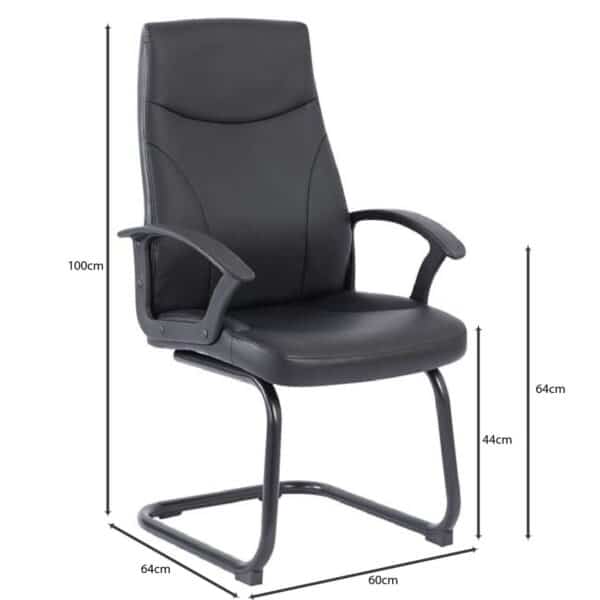 BF1250V Πολυθρόνα Γραφείου Επισκέπτη, Pu Μαύρο 60x64x100cm - Image 16