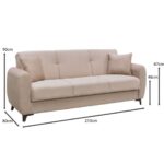 DARIO Καναπές – Κρεβάτι με Αποθηκευτικό Χώρο, 3Θέσιος Ύφ.Cappuccino Sofa:210x80x90 Bed:180x100cm - Image 10