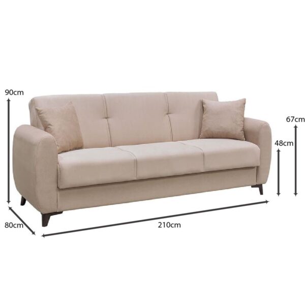 DARIO Καναπές – Κρεβάτι με Αποθηκευτικό Χώρο, 3Θέσιος Ύφ.Cappuccino Sofa:210x80x90 Bed:180x100cm - Image 10